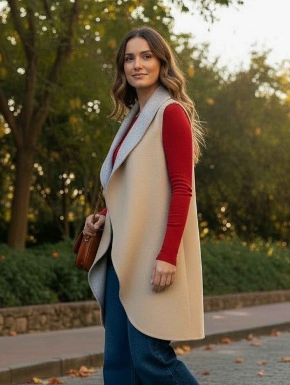 Talbots Double Faced Wool Blend Draped Vest